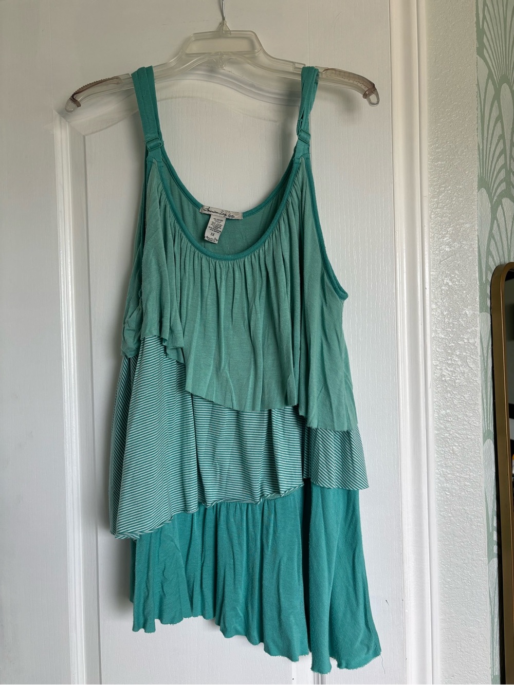 American Rag Layered Teal Sleeveless Tiered Tank Top Size 1X
